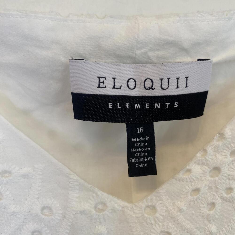 ELOQUII white eyelet long sleeve mini dress - Picture 6 of 6